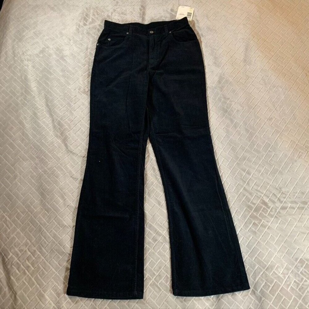 Liz Claiborne Womens 10 Corduroy Jeans Black Boot Cut High Rise 100% Cotton